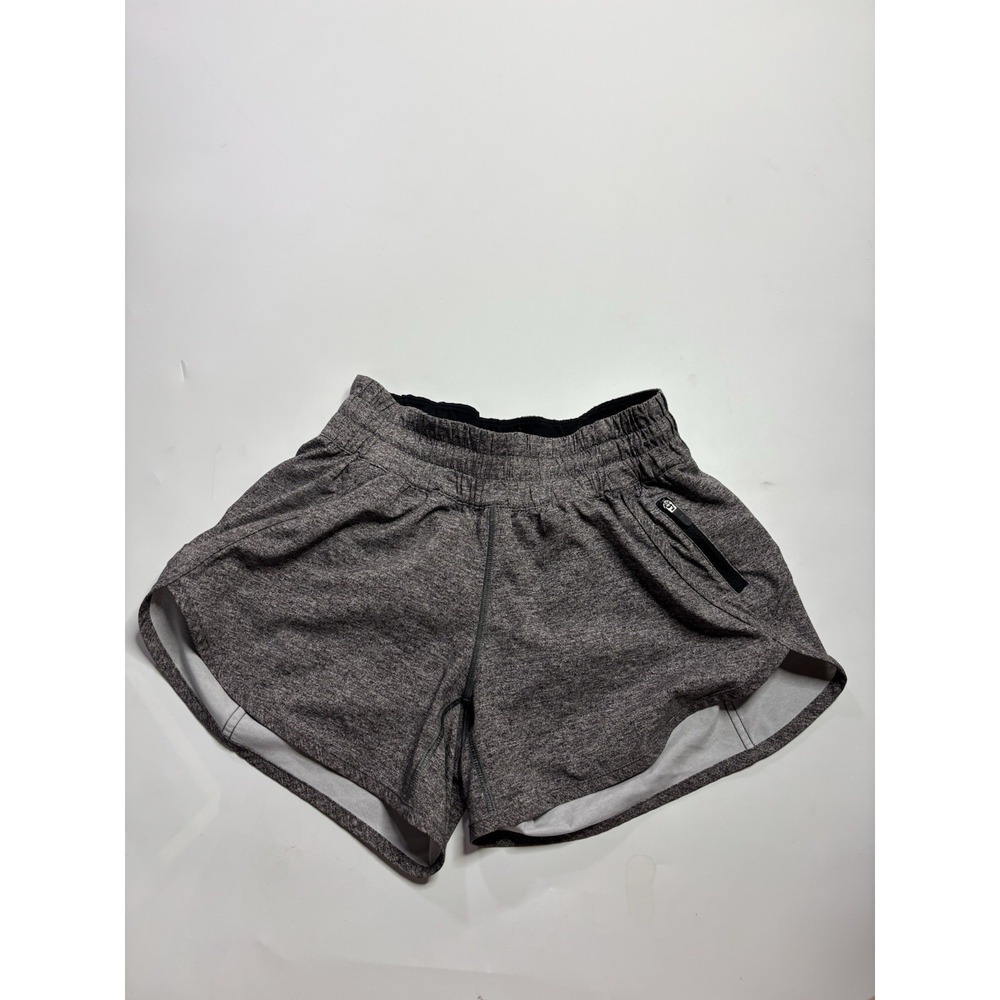 Lululemon Tracker Short V Heathered Gray Space Dye Running Shorts Womens 4